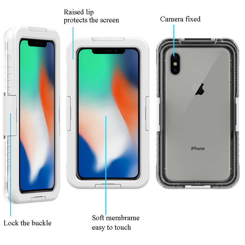 Custodia impermeabile universale per cellulare custodia impermeabile piccola trasparente custodia per fotocamera subacquea per iPhone XS Max (bianco)