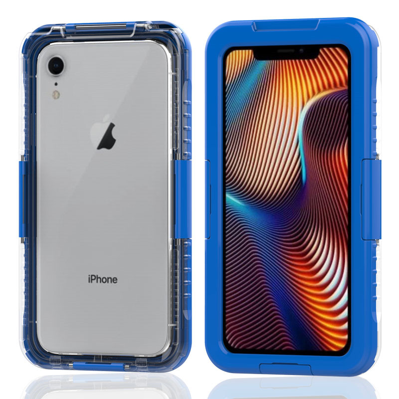 Custodia impermeabile per iphone custodia antiurto resistente all'acqua per iPhone XR (blu)