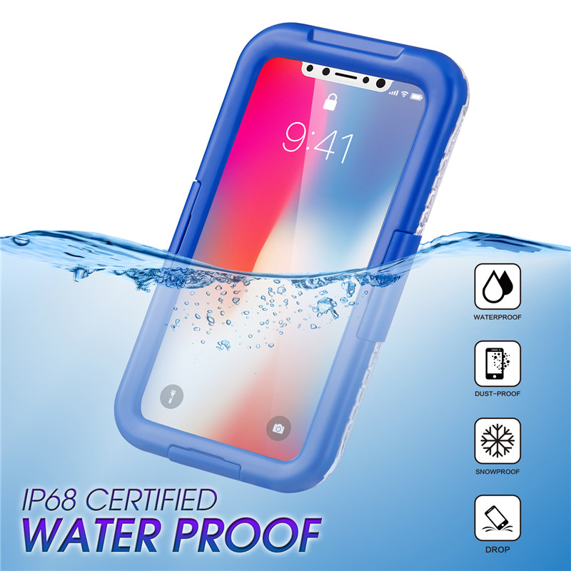 IP68 custodia iPhone migliore custodia a prova d'acqua per il caso iphone XS a prova d'acqua superiore (blu)