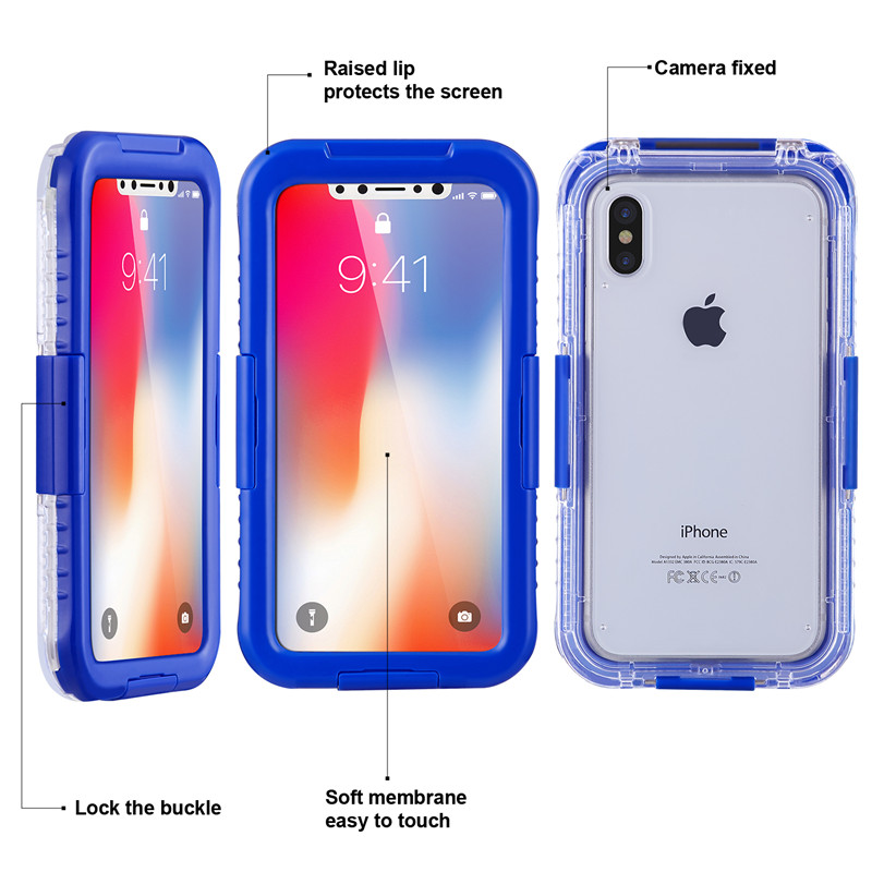 IP68 custodia iPhone migliore custodia a prova d'acqua per il caso iphone XS a prova d'acqua superiore (blu)
