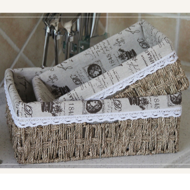Seagrass Woven Stroage Basket con linea