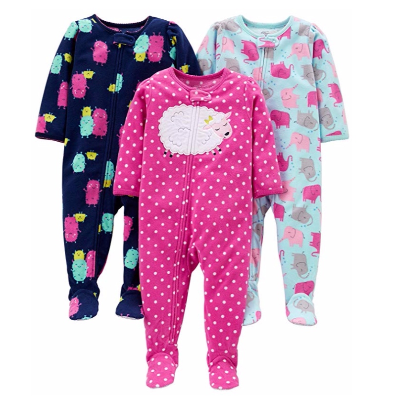 Pigiama pigiama con pettorina in pile sciolto da 3 pezzi Carter's Baby and Toddler Girls