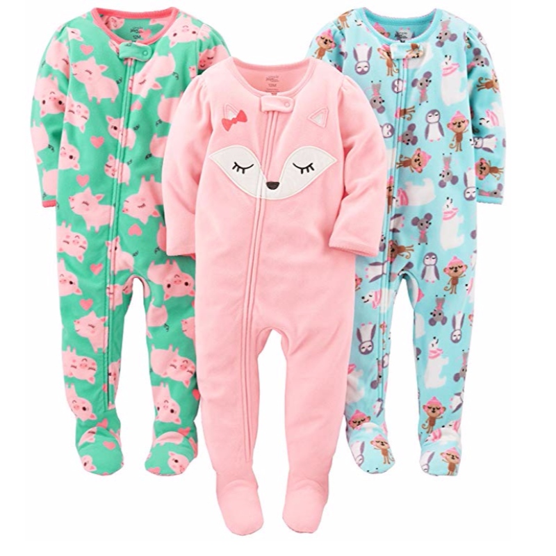 Pigiama pigiama con pettorina in pile sciolto da 3 pezzi Carter's Baby and Toddler Girls