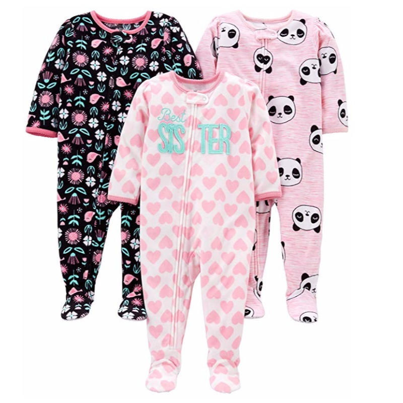 Pigiama pigiama con pettorina in pile sciolto da 3 pezzi Carter's Baby and Toddler Girls