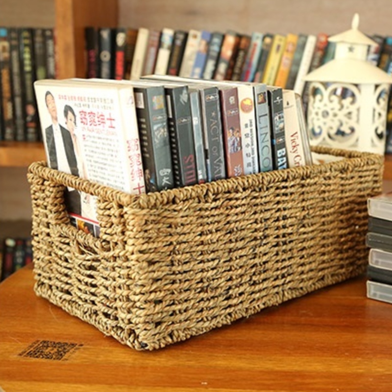 Cesto portaoggetti per camera da letto Seagrass foderato