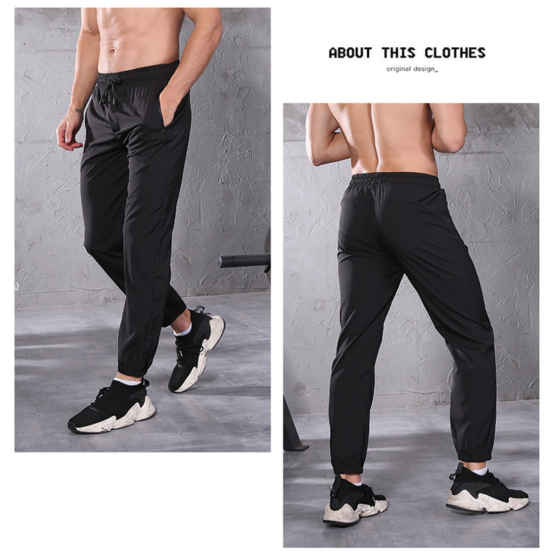 FDMM023-Men's Lightweight Joggers Pants Zipper Pockets Gym Workout Sudatpants