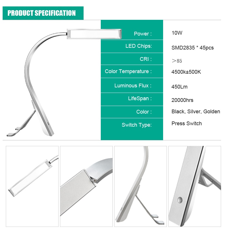 523 Touch Dimming LED Table Lamp LED ufficio Lampada Lampada Lampada flessibile metallo con magazzini oltremare