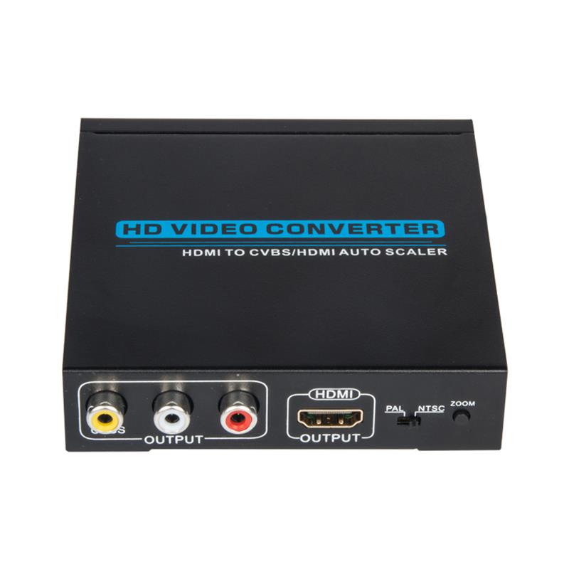 CONVERTITORE HDMI TO CVBS / AV + HDMI Scaler automatico 1080P