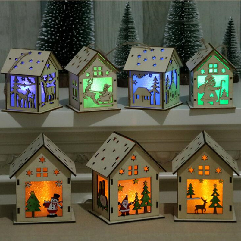 Casa in legno con luci a led per il commercio all'ingrosso di artigianato natalizio