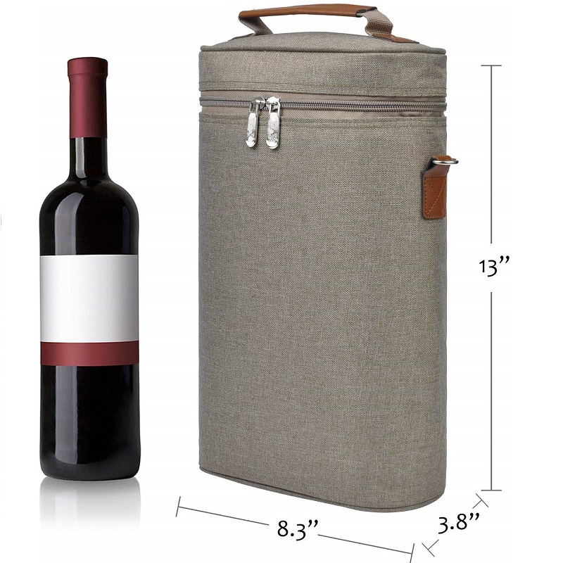 SGC32 Borsa da picnic per vino imbottita personalizzata isolata Borsa da viaggio imbottita da viaggio all'ingrosso Borsa per vino 2 con tracolla regolabile