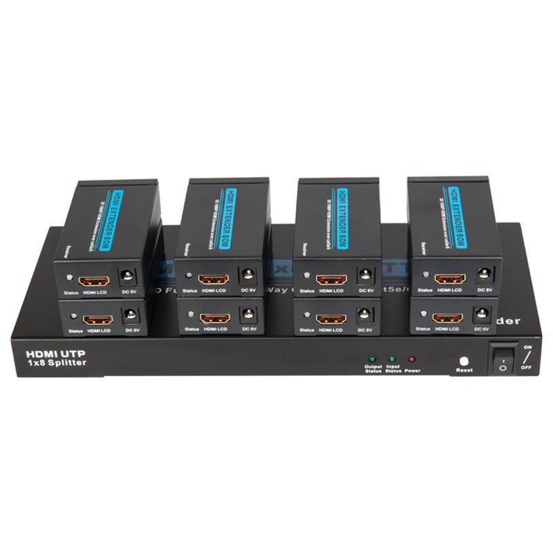 8 porte HDMI UTP 1x8 Splitter su Cat5e / 6 singolo Con 8 ricevitori fino a 60m