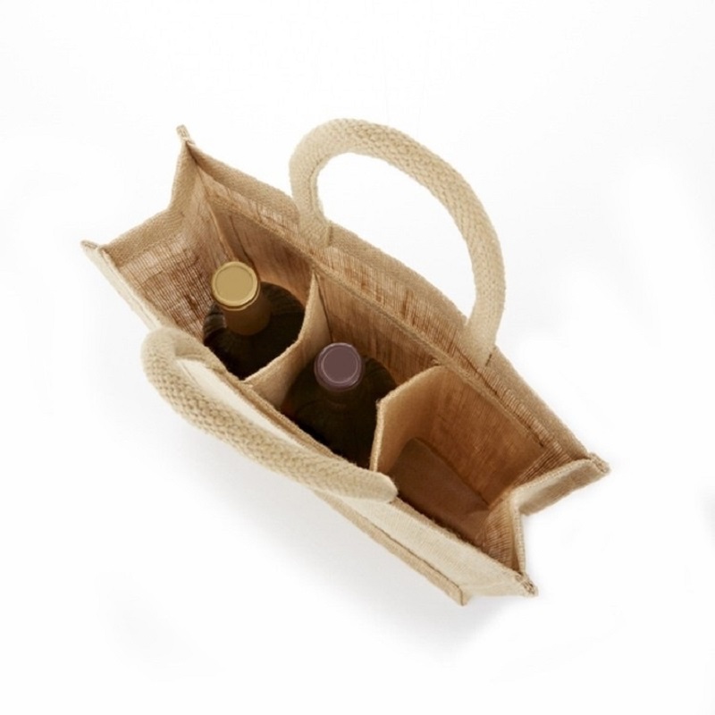 Sacchetti della spesa di Tote della bottiglia di vino della iuta della bottiglia di 3 bottiglie ecologici amichevoli stampati SGS52 con la finestra