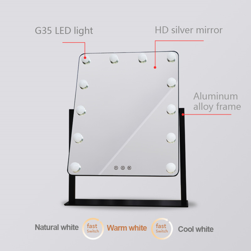 Amazon Best Sale Hollywood Vanity LED Bulb Mirror Desktop Lighted Mirror