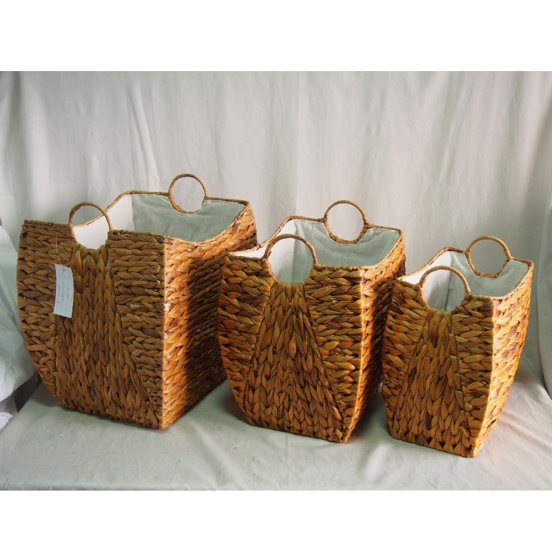 Set di 3 Laundry Water Hyacinth Basket