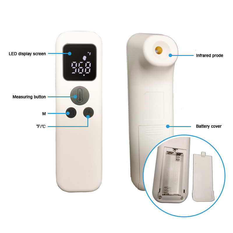 Termometro frontale a infrarossi per adulto, termometro digitale a infrarossi medico senza contatto per febbre Termometro frontale con certificazione CE per bambino