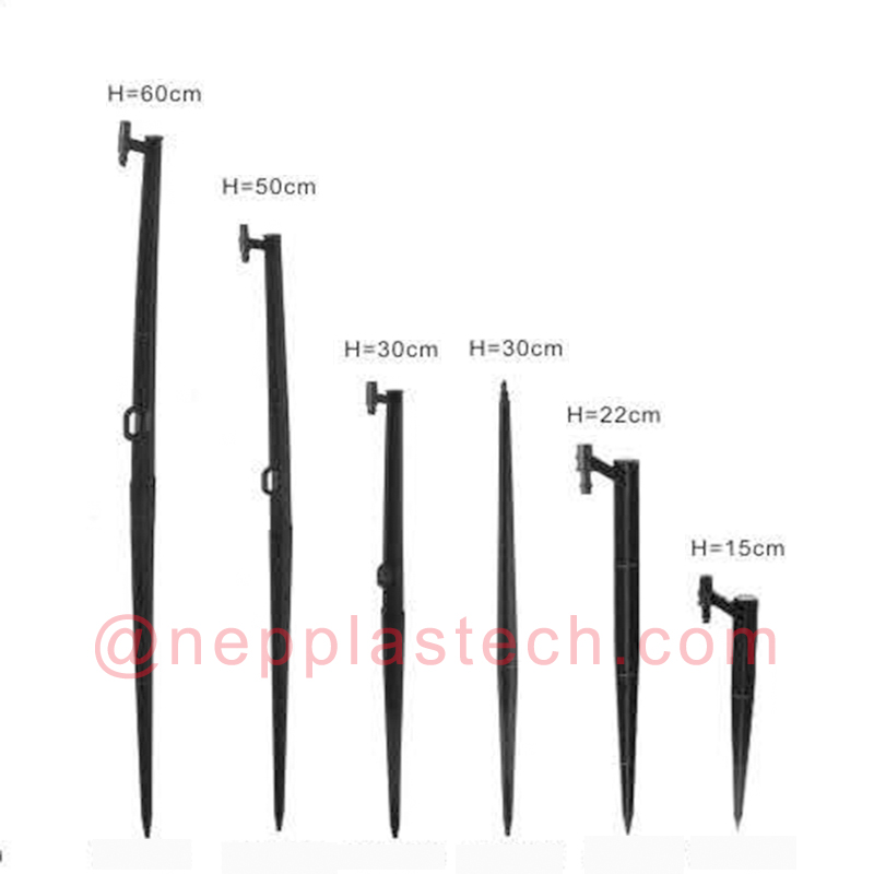 accessori per sistemi di irrigazione solare con micro picchetti neri da 15mm a 60mm