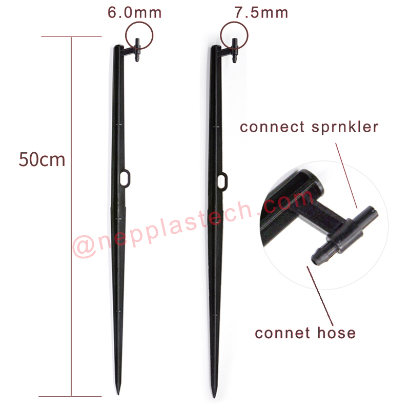 accessori per sistemi di irrigazione solare con micro picchetti neri da 15mm a 60mm