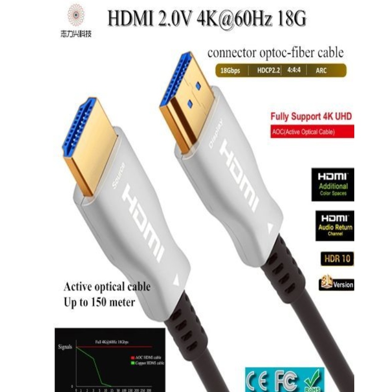 Cavo HDMI ad alta velocità da 60 M / 197 piedi Cavo audio e video 2.0 V 18 G 4K a 60 Hz 3D ACR, HDMI AOC