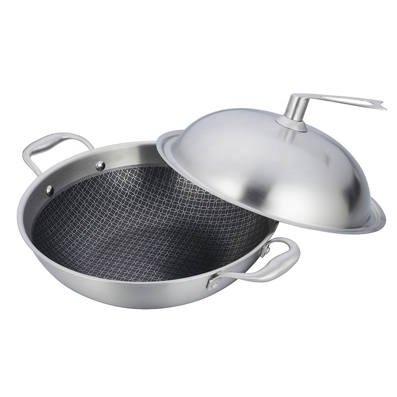 STAINELESS STEEL HALF HONEYCOMB FRANG PAN WOK