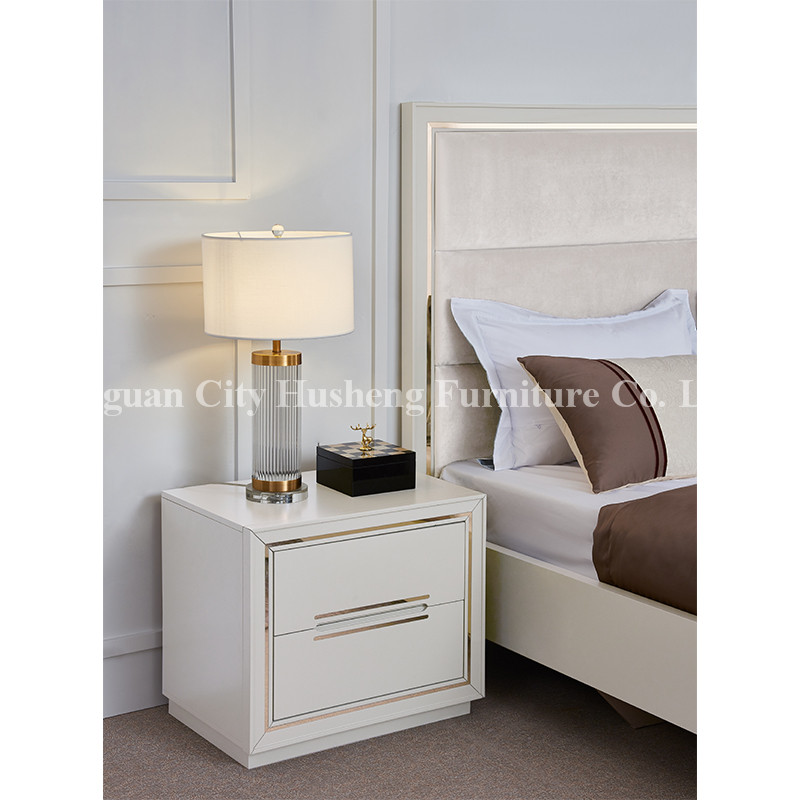 Moderno Bed and Bed room Set Mobilture con alta pittura a lucido bianco