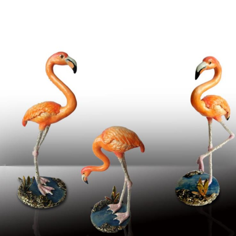 Flamingo creativo colore smalto nordico high-end collezione gioielli scatola di gioielli in metallo altalena da tavola