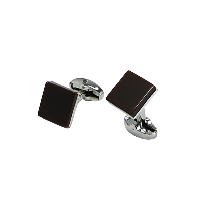 Brwon Onyx Square Semplici camicie Cuff Links