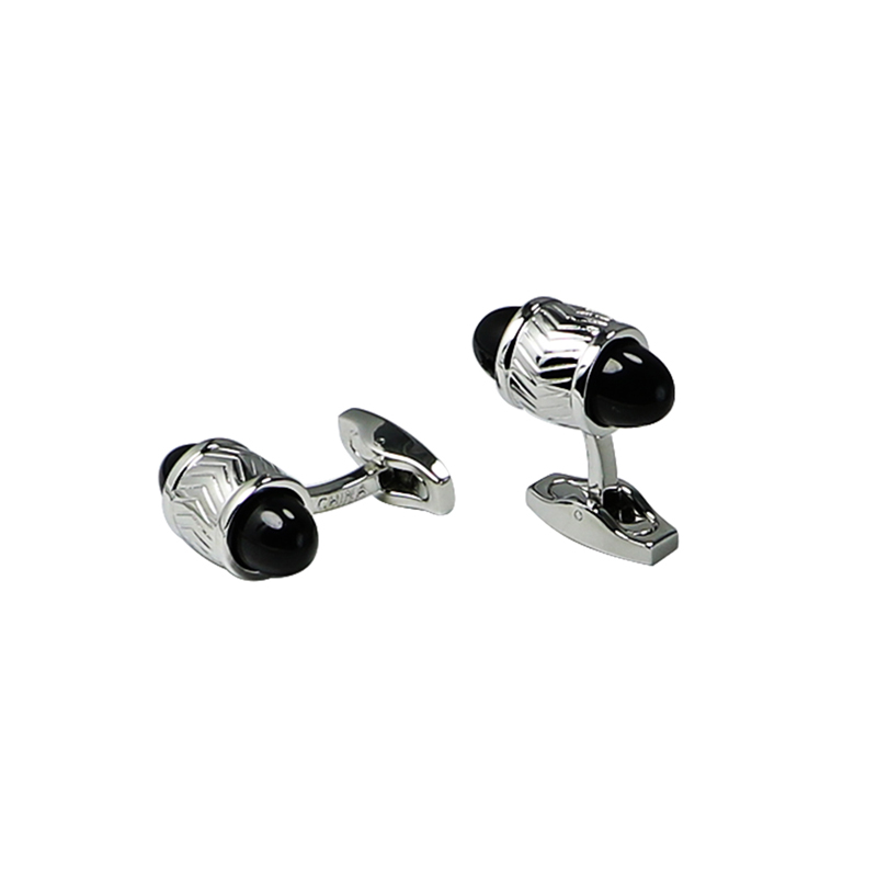 Black Agate Bullet Noveelty Cuff Links