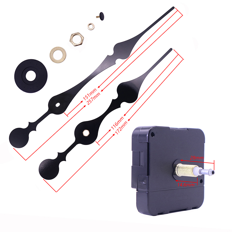 HR1688 Movimento al quarzo nero 23mm e lancette grandi