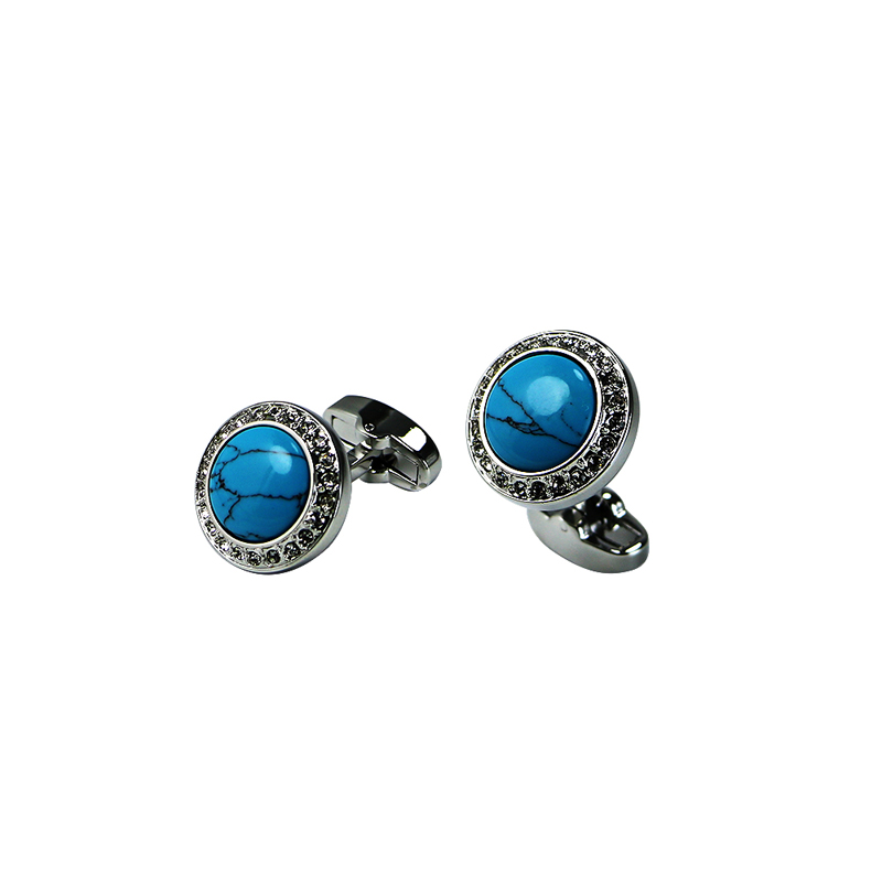 Turquoise *Crystal Domed Classic Suit Cuff Links