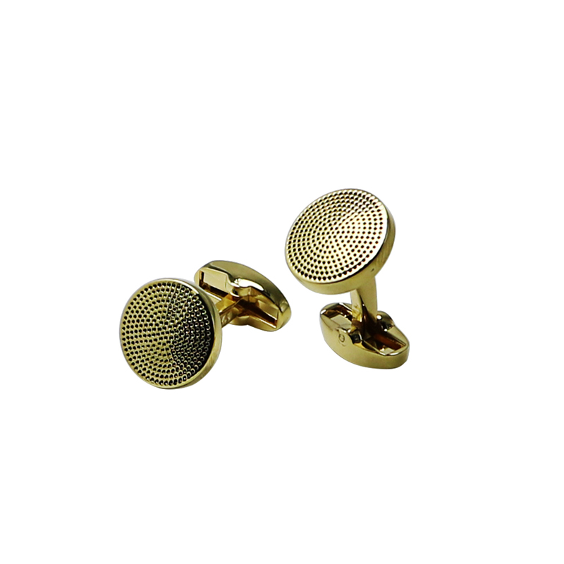 Punti tonde 18k Oro Plated Cuff Links personalizzati