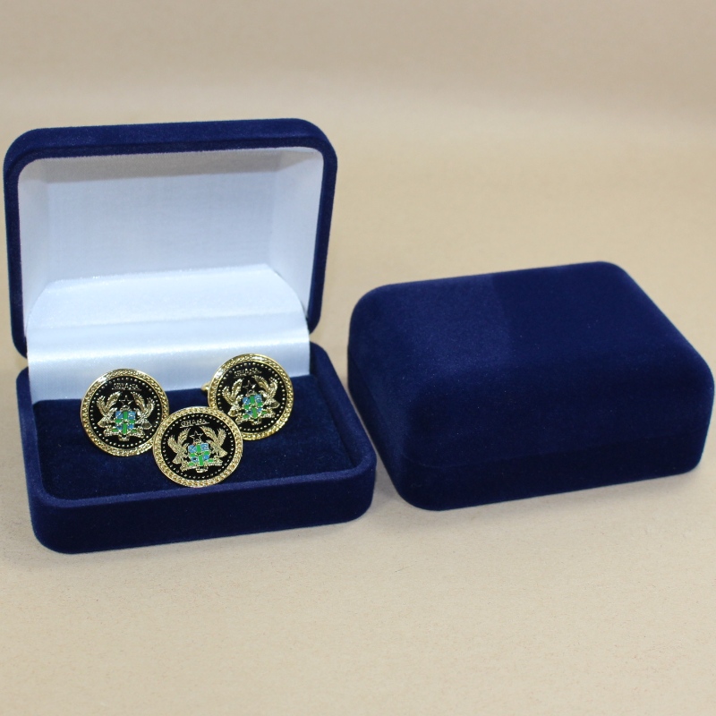 Elemento D-45S forma rotonda Velvet Box per due gemelli, un 60mm fermaglio in lunghezza, o più distintivi, monete, medaglie, ecc.75*95*32mm, pesi circa 65g