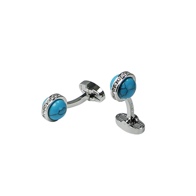 Crystal *Turquoise Ball Shirts Cuff Links