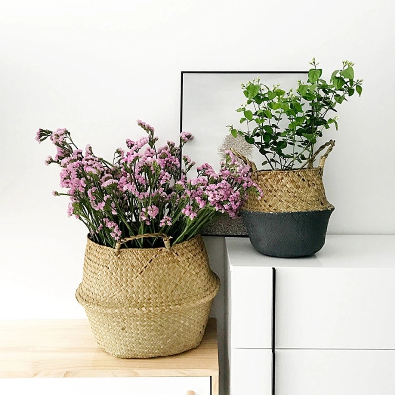 Cesto per ventre di fanerogame intrecciato con supporto vegetale per riporre il cestello di erba medica sospeso