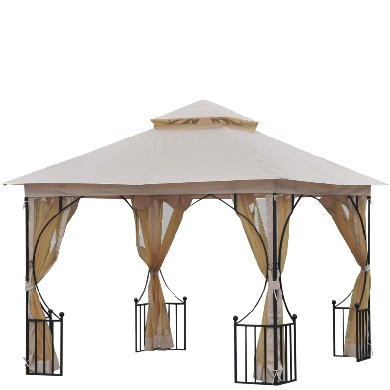 Gazebo da esterno in acciaio da 10 'x 10' con pareti in rete e tetto resistente ai raggi UV