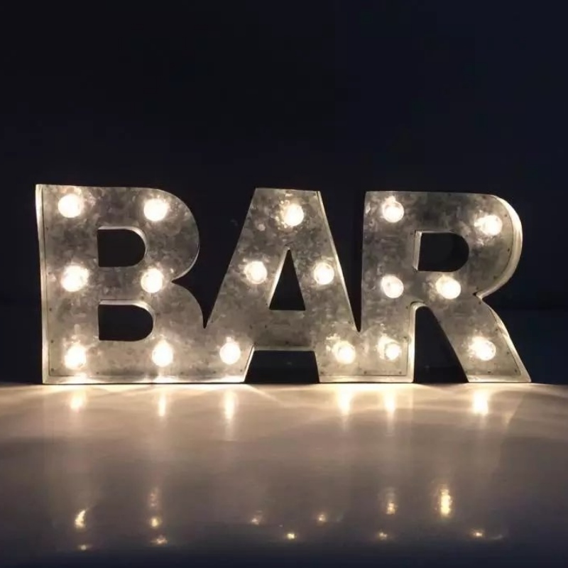 3D LED Metallo Tin Bar Sign LED Letter Sign Marquee Letter Light Lamp per Bar Cafe Shop