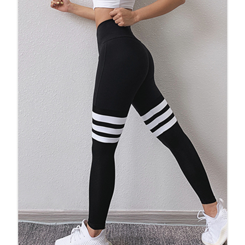 Nuovi leggings sportivi ad alta tensione per le donne strisce di moda alti pantaloni yoga traspiranti pantaloni fitness in corsa