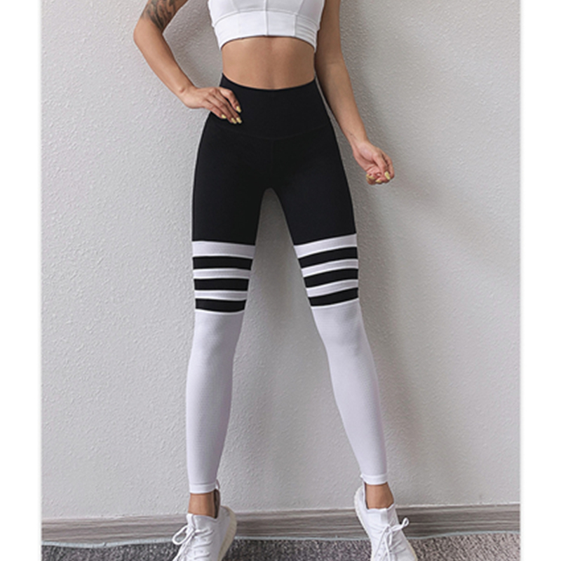 Nuovi leggings sportivi ad alta tensione per le donne strisce di moda alti pantaloni yoga traspiranti pantaloni fitness in corsa