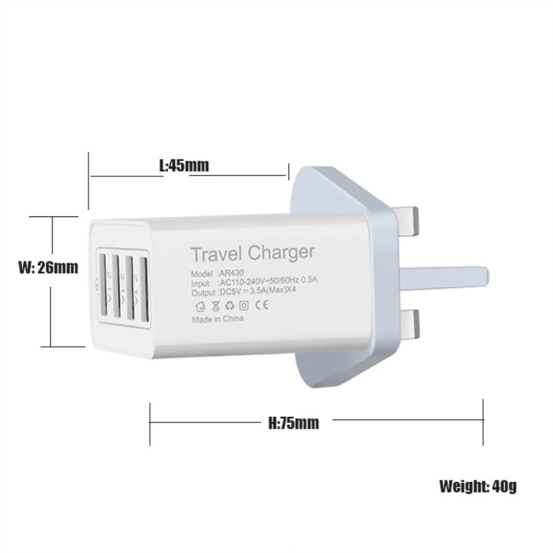 Plug fast 3.0 18W 4 2.1A Port USB Charger AC Travel Charter Adapter caricabatterie portatile usb multi charger