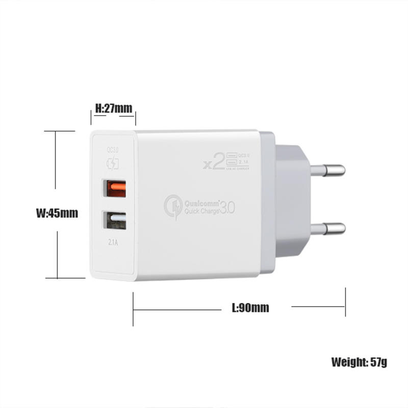 EU/US/UK PD 18W + 5V 2.4A 2 port USB C Fast Charger multi travel charger universale