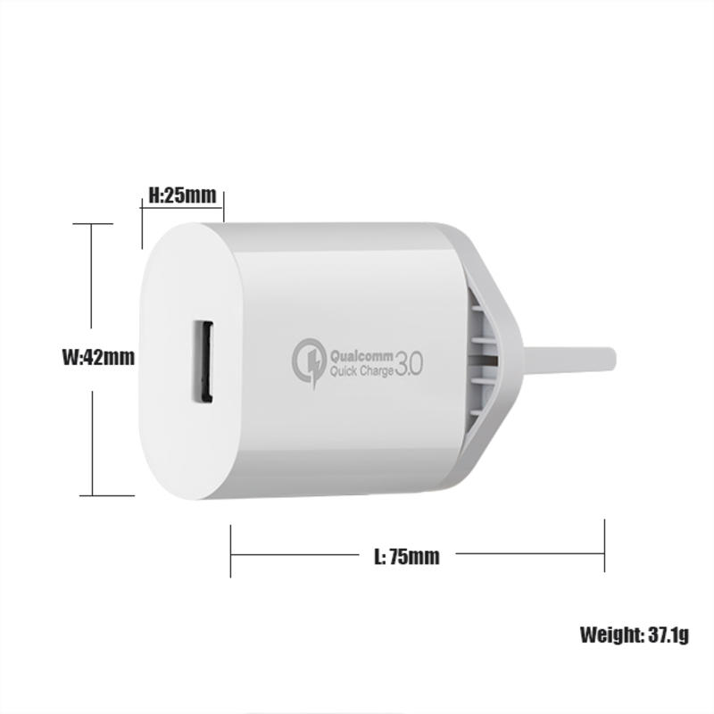 Caricabatterie USB multi-port per caricabatterie rapido per cellulare con caricatore da viaggio USB da 18 W QC 3.0