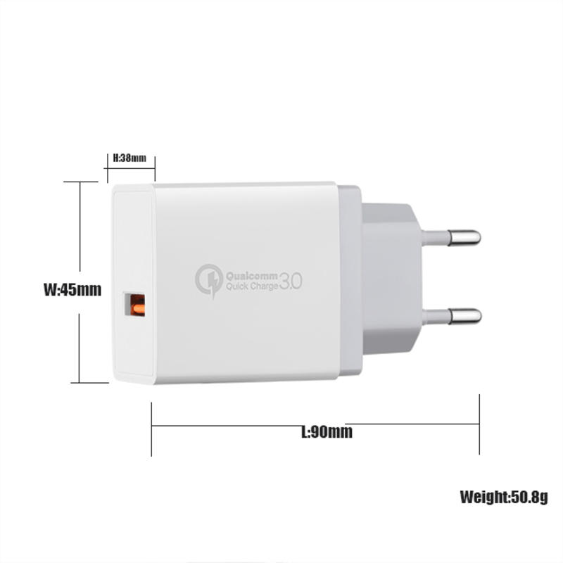 Caricabatterie rapido Caricatore da muro con spina USB per iPhone Caricatore da viaggio con presa USB QC3.0