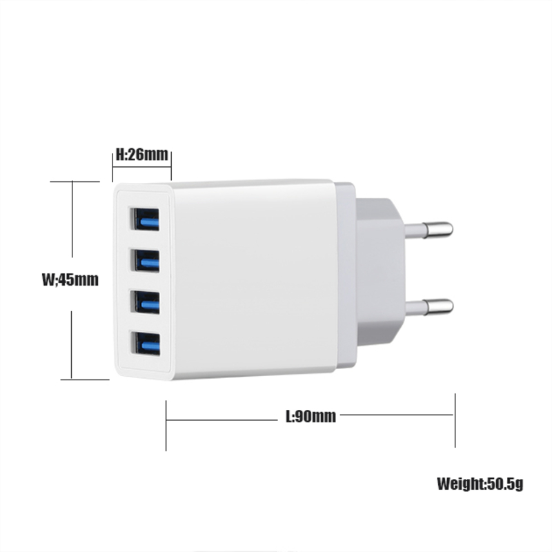 Adattatore per caricabatterie da viaggio a muro USB a 4 porte Caricabatterie USB multiporta per caricabatterie rapido per telefoni cellulari