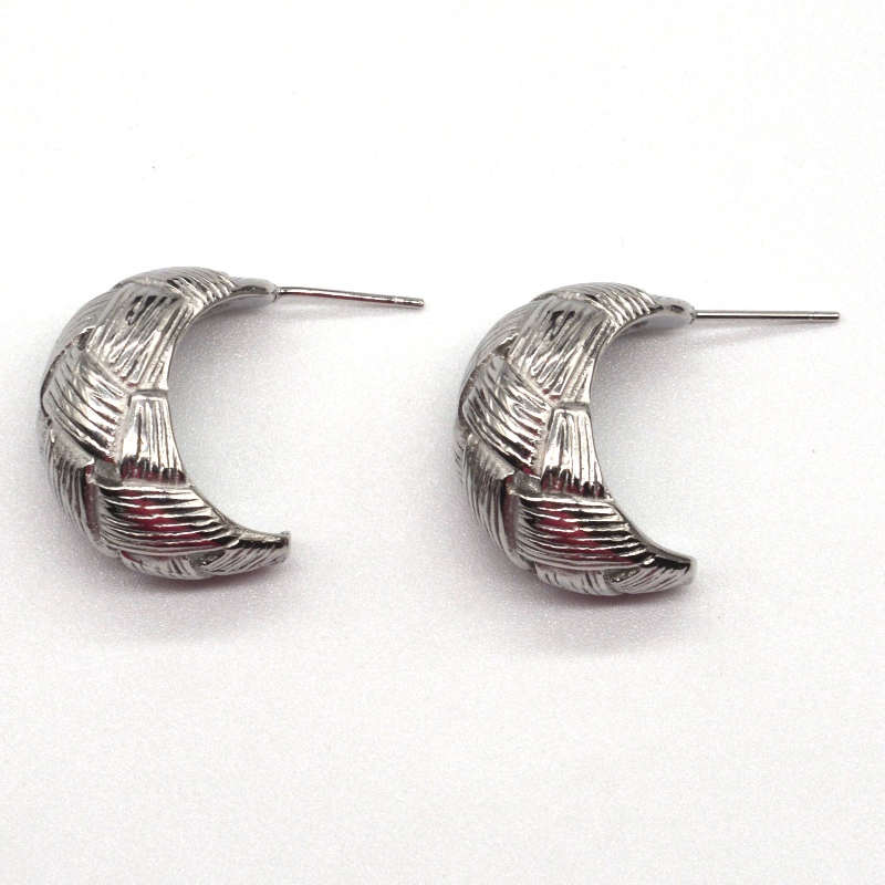 Orecchini in argento orecchini rotondi in twill inciso da donna, fabbrica di lavorazione di gioielli in Cina Ruifanbao