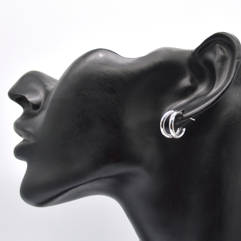 Orecchini a cerchio in argento spesso doppio anello a C retrò geometrica in metallo rock punk cerchio rotondo orecchini pendenti per ragazze femminili orecchini gioielli Cina Ruifanbao fabbrica di lavorazione di gioielli