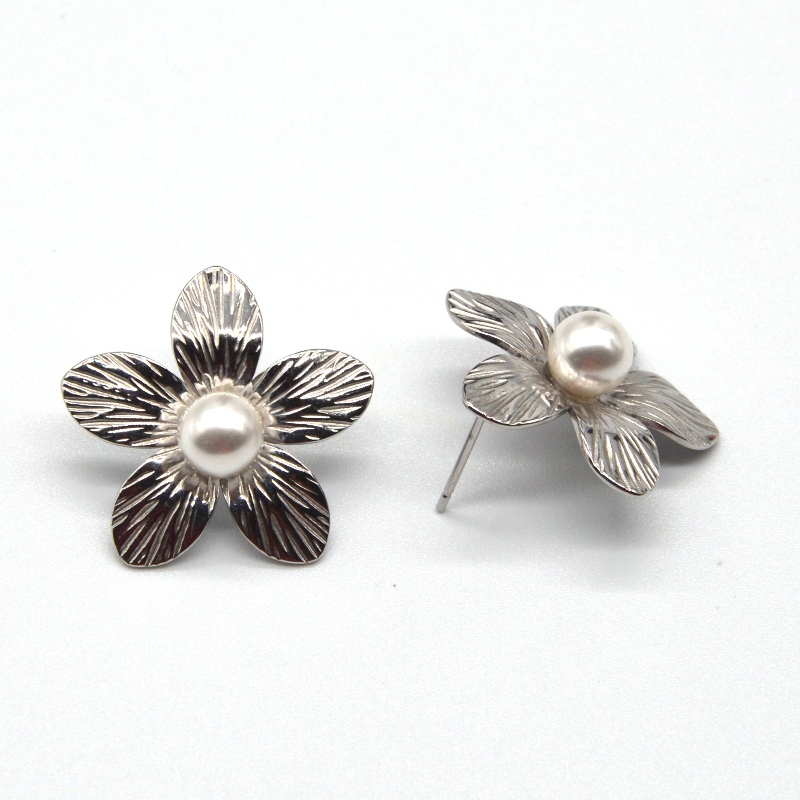 Orecchini di perle da sposa da donna Orecchini da donna in acciaio inossidabile con fiori Migliori regali Fabbrica di gioielli in Cina Ruifanbao