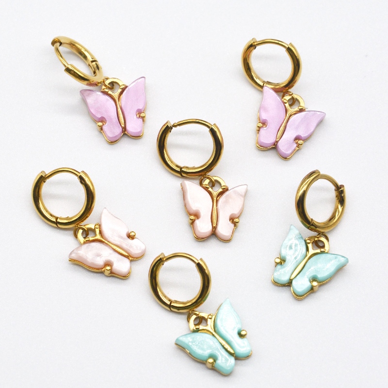 Orecchini a farfalla femmina, gioielli a farfalla colorati, orecchini a dondolo femminile, regali per le vacanze di donna Cina Ruifanbao fabbrica di gioielleria