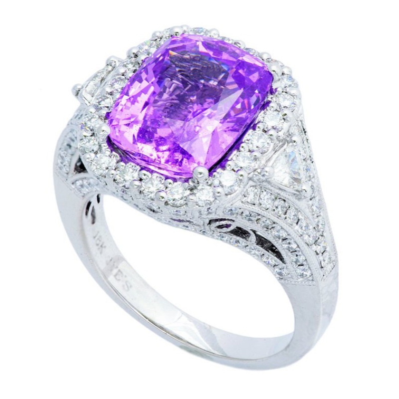 Anello da donna in argento sterling 925 .925 con zaffiro sintetico zaffiro lucidato ad alta artiglio con taglio in zircone Cina fabbrica di lavorazione di gioielli Ruifanbao