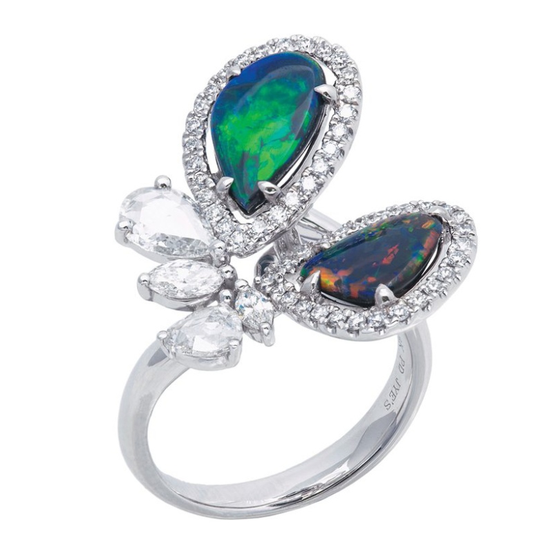 Anello da donna intarsiato con zirconi in argento 925 stile europeo e americano