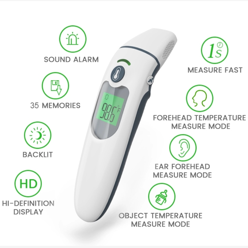 Termometro a infrarossi a lettura rapida per la fronte e l'orecchio digitale ad alta precisione per la casa medica per neonati e adulti approvato dalla FDA / CE / Rohs