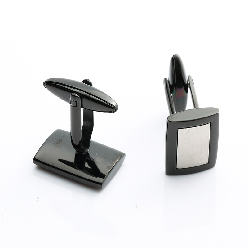 Gemelli da uomo in acciaio inossidabile con placcatura nera a due toni